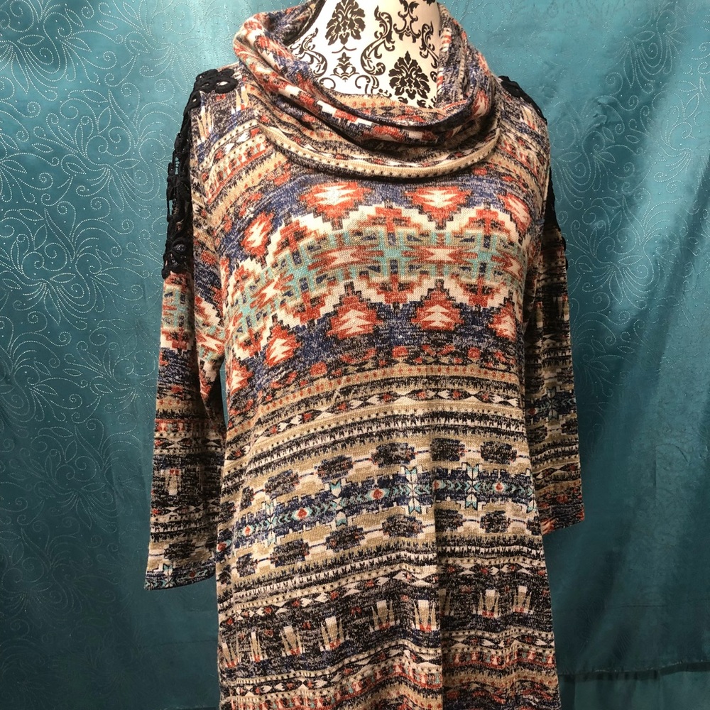 Cowl Neck with Lace sleeves Sweater